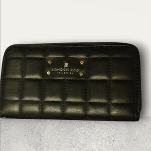 London Fog Quilted Black Wallet